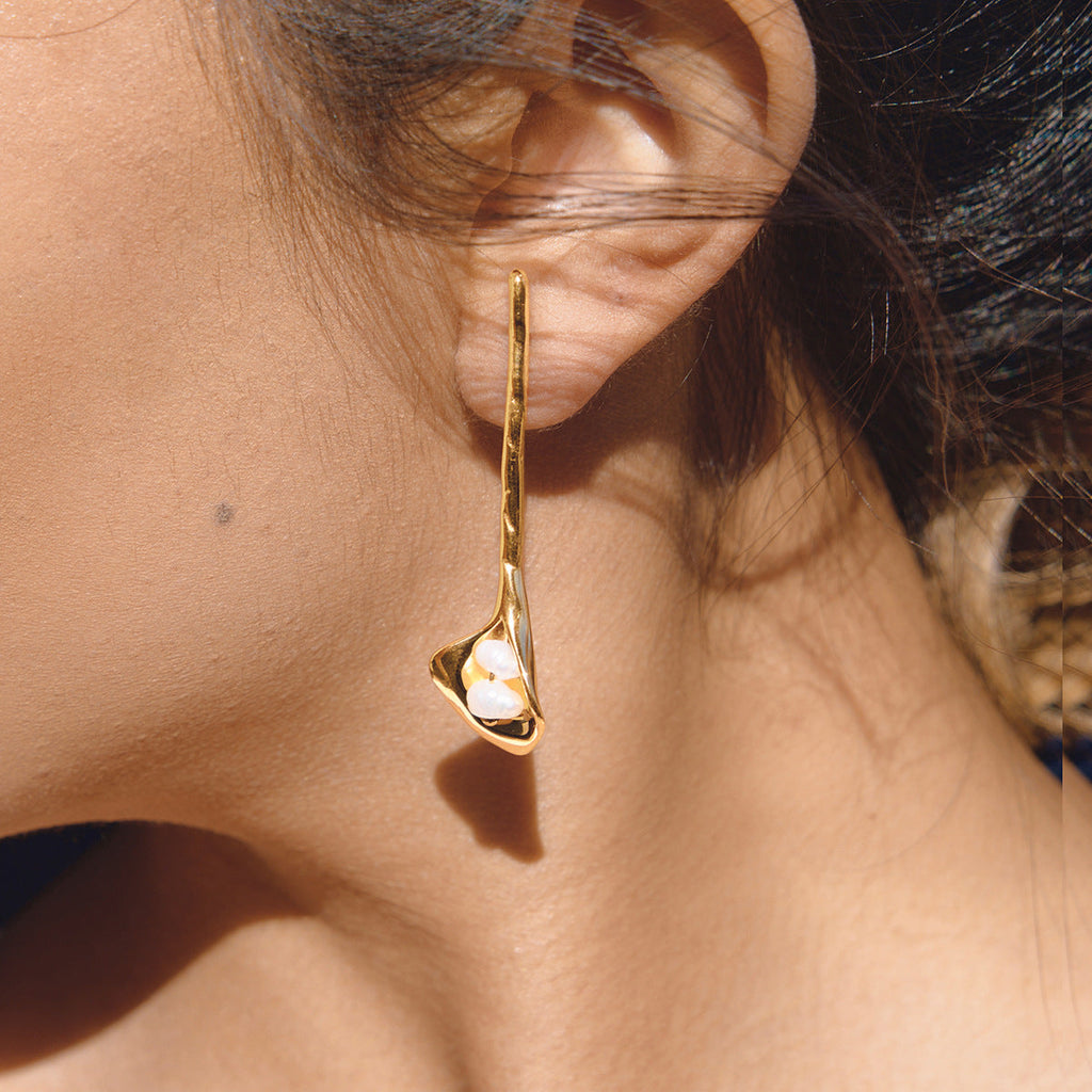 Pearl Calla Lily Drop Earrings Vera Lux