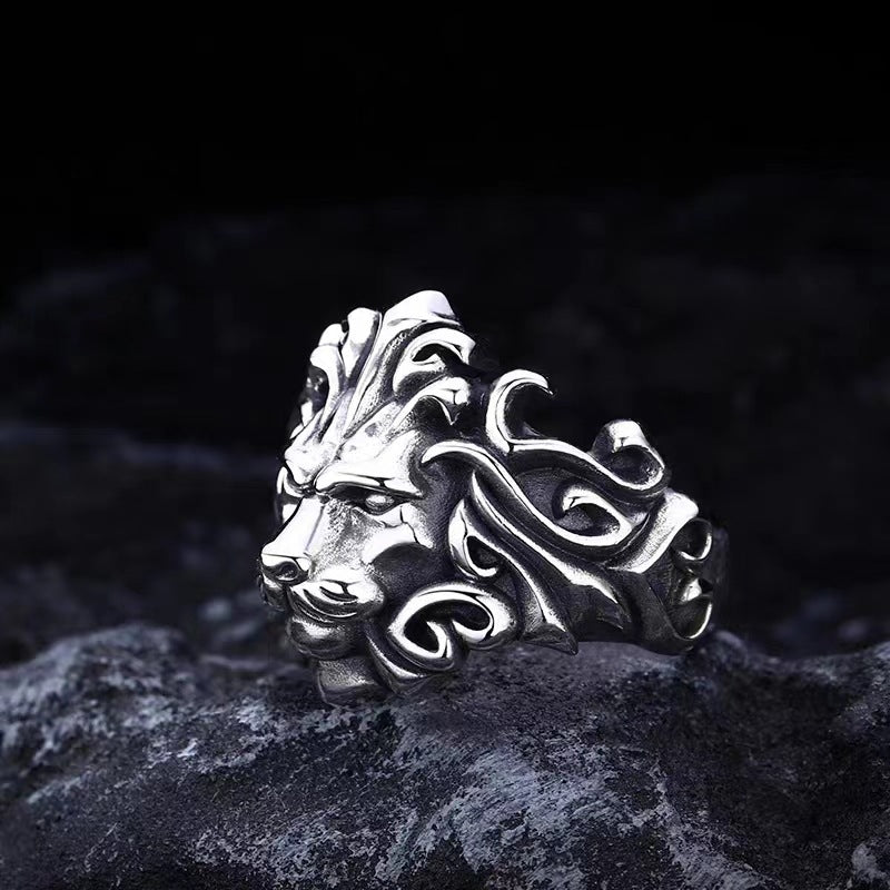 Majestic Lion Silver Jewelry Mens Silver-Plated Ring Vera Lux