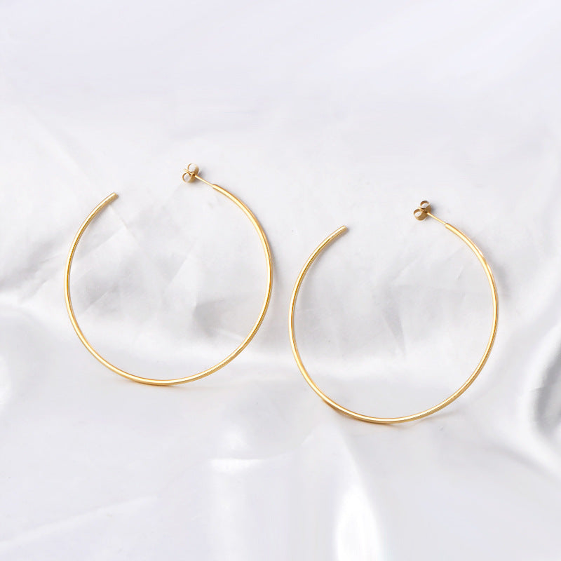 French-style Circular Titanium Steel Minimalist Elegant Earrings Vera Lux