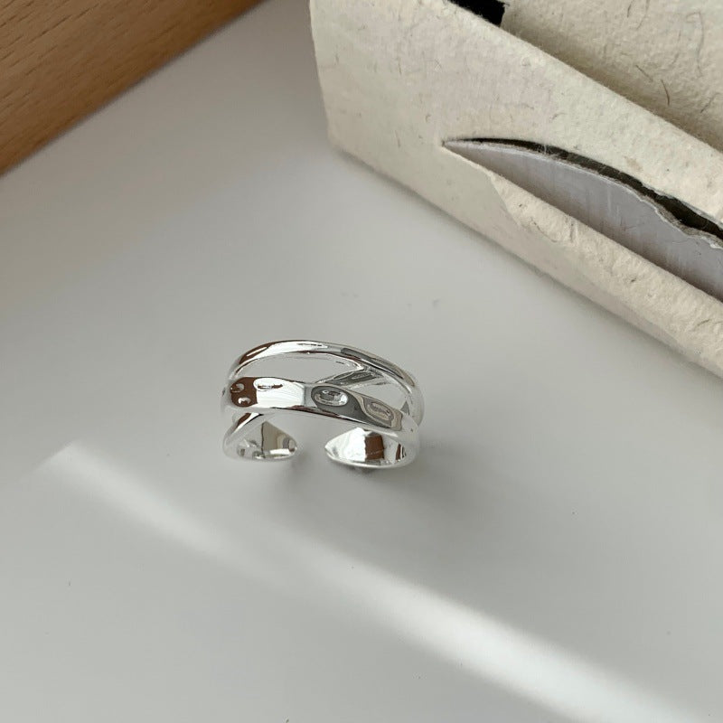 Korean Style Multi-Layer Simple Cross Ring For Women, Niche Design INS Style, Fashion Personality Adjustable Index Finger Ring Vera Lux