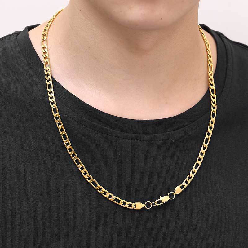 Day-shaped Clasp Stainless Steel Figaro Necklace Vera Lux