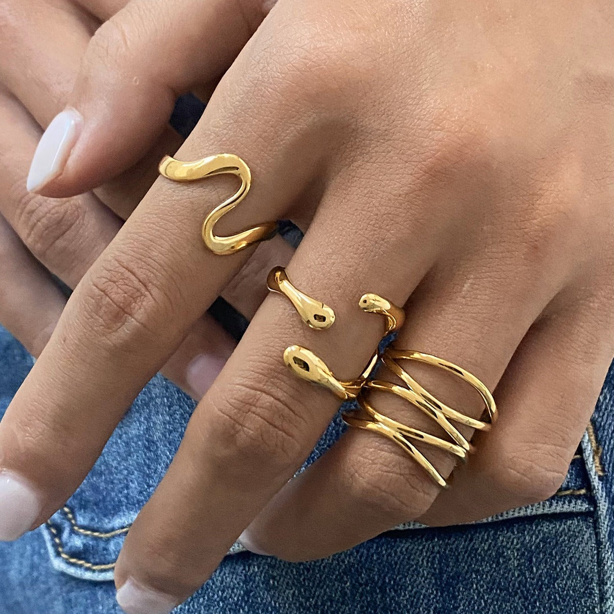 18K gold titanium steel open ring Vera Lux