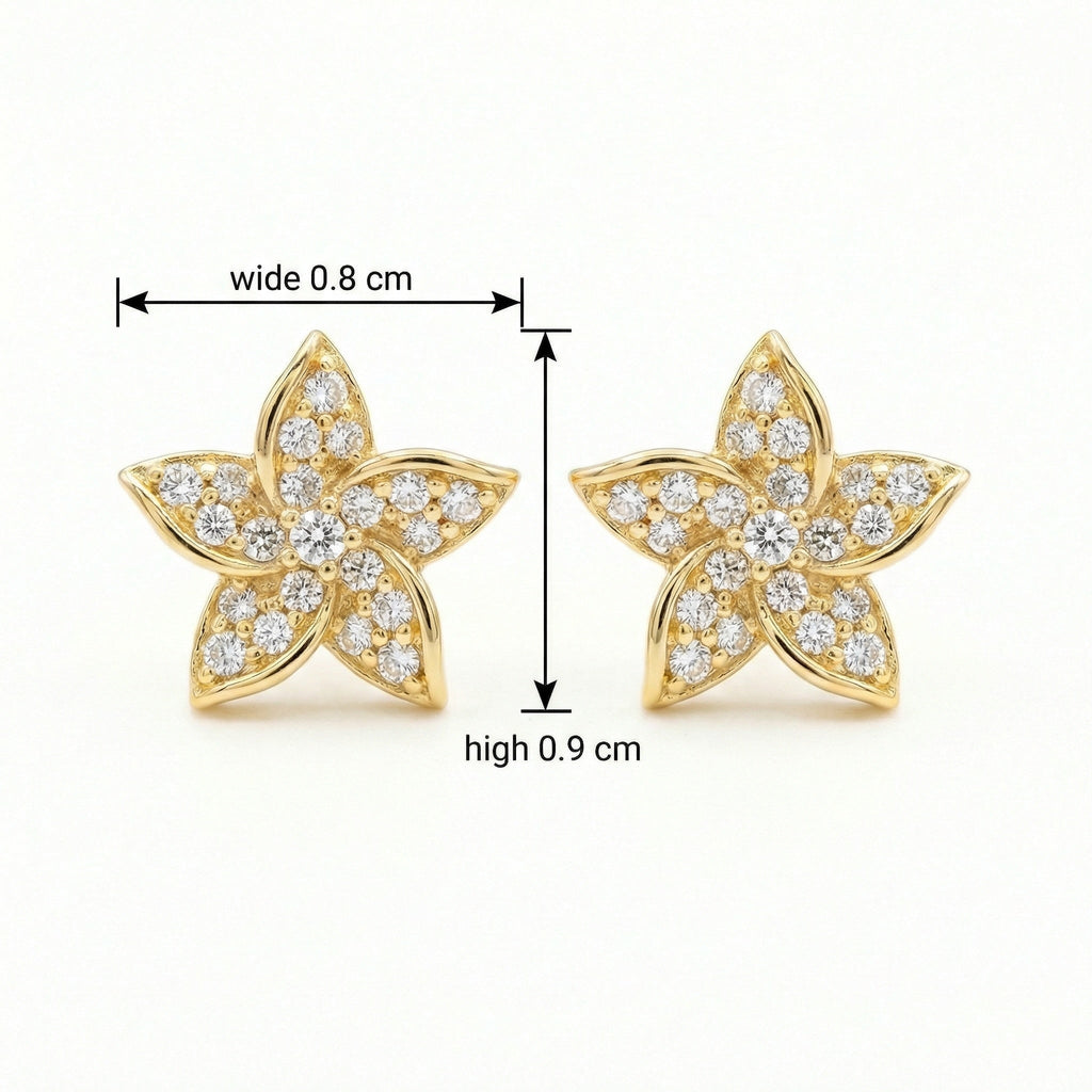 925 Sterling Silver Sparkling Floral Diamond Stud Earrings with Polished Finish Vera Lux