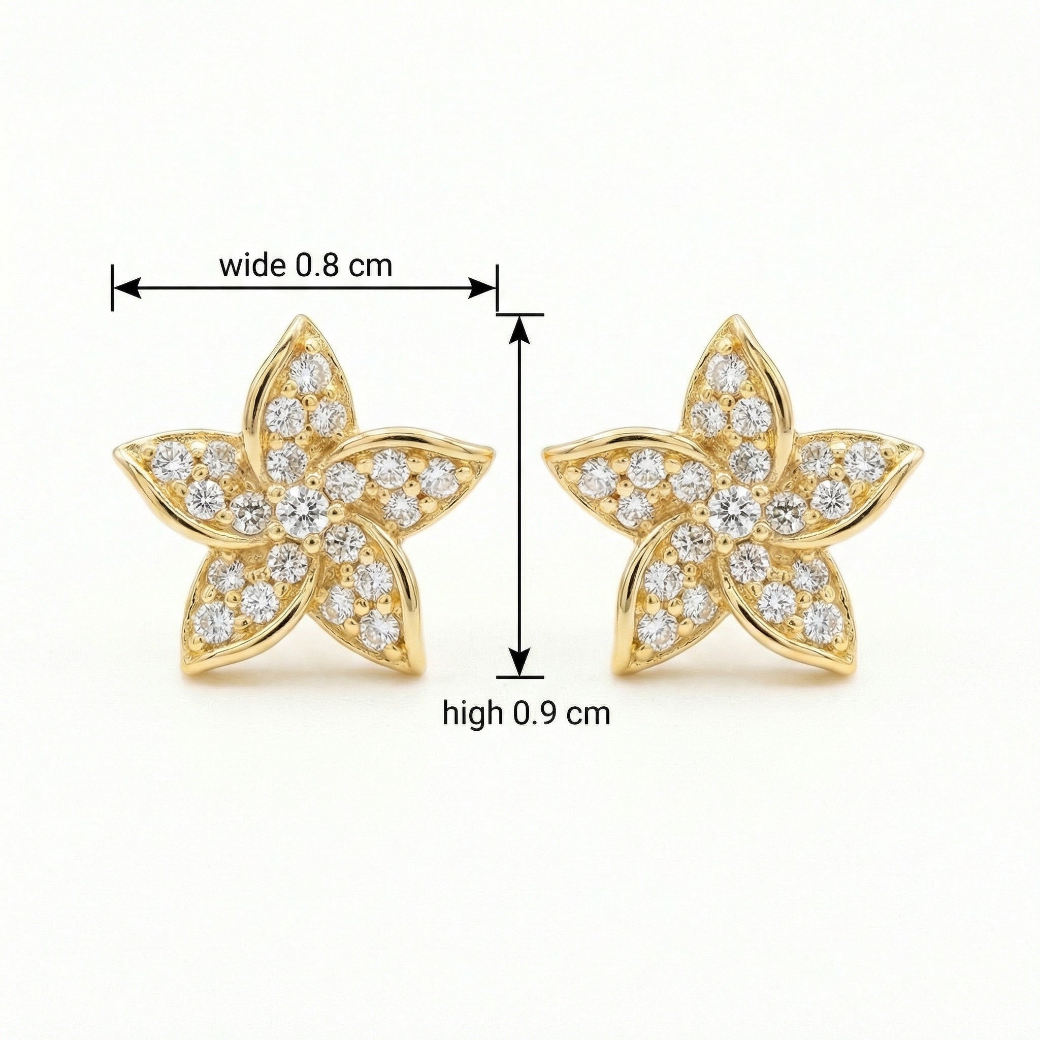 925 Sterling Silver Sparkling Floral Diamond Stud Earrings with Polished Finish Vera Lux