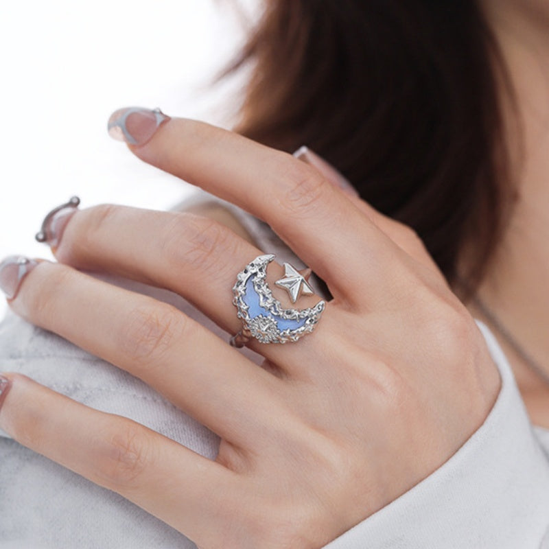 Lava Blue Moon Ring For Women Light Luxury High-End Vera Lux