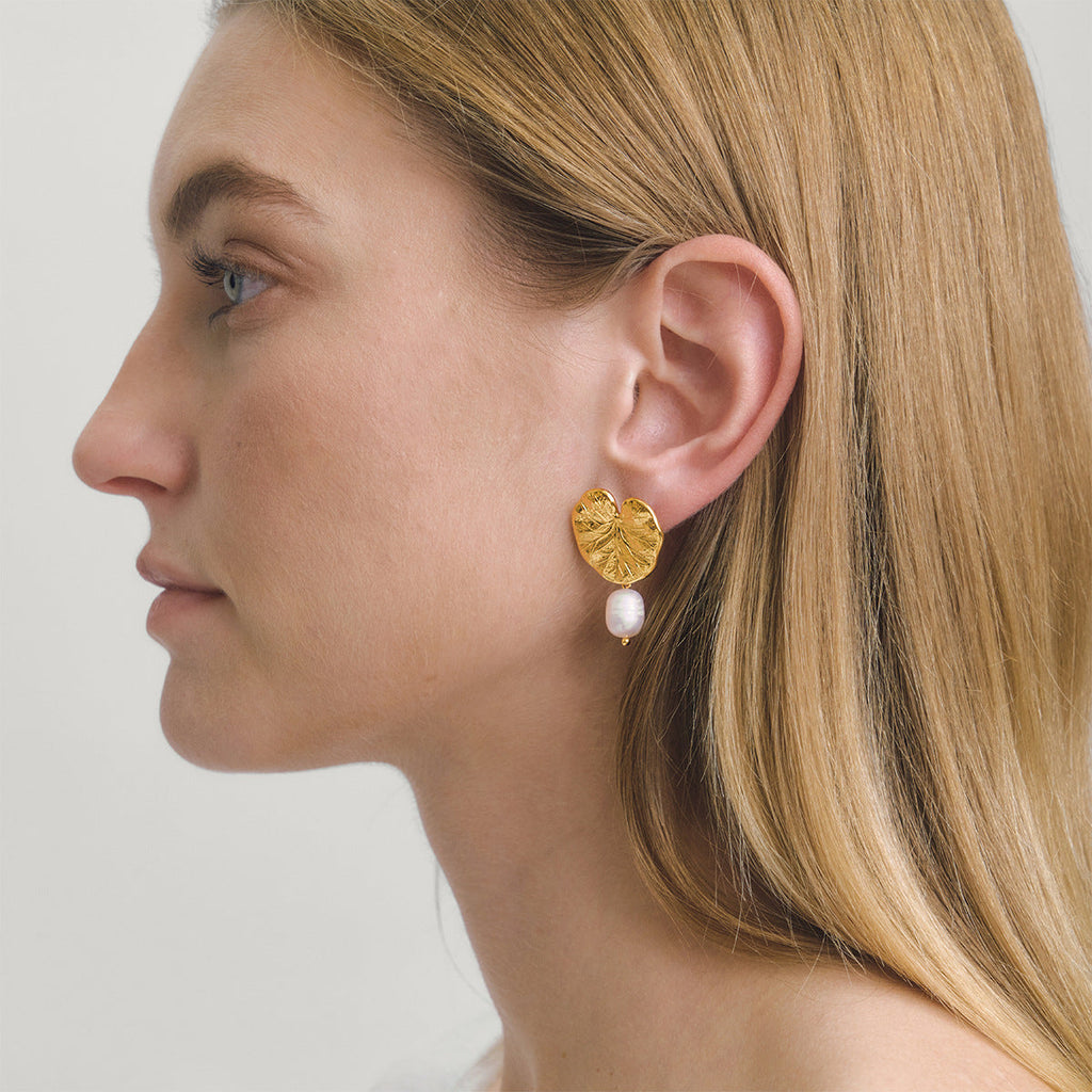 Freshwater Pearl Lotus Drop Earrings Vera Lux