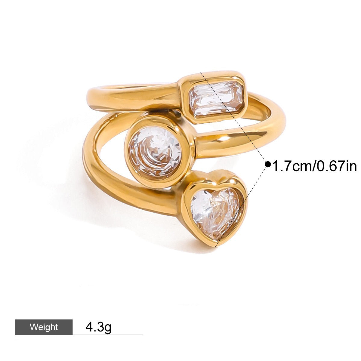 18K gold geometric gemstone inlaid exquisite design dazzling ring Vera Lux