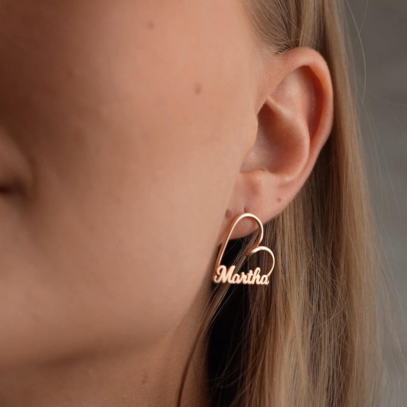 Heart Name Stud Earrings Vera Lux