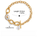 18K gold-plated, lightweight, and luxurious titanium steel bracelet with freshwater pearls. Vera Lux