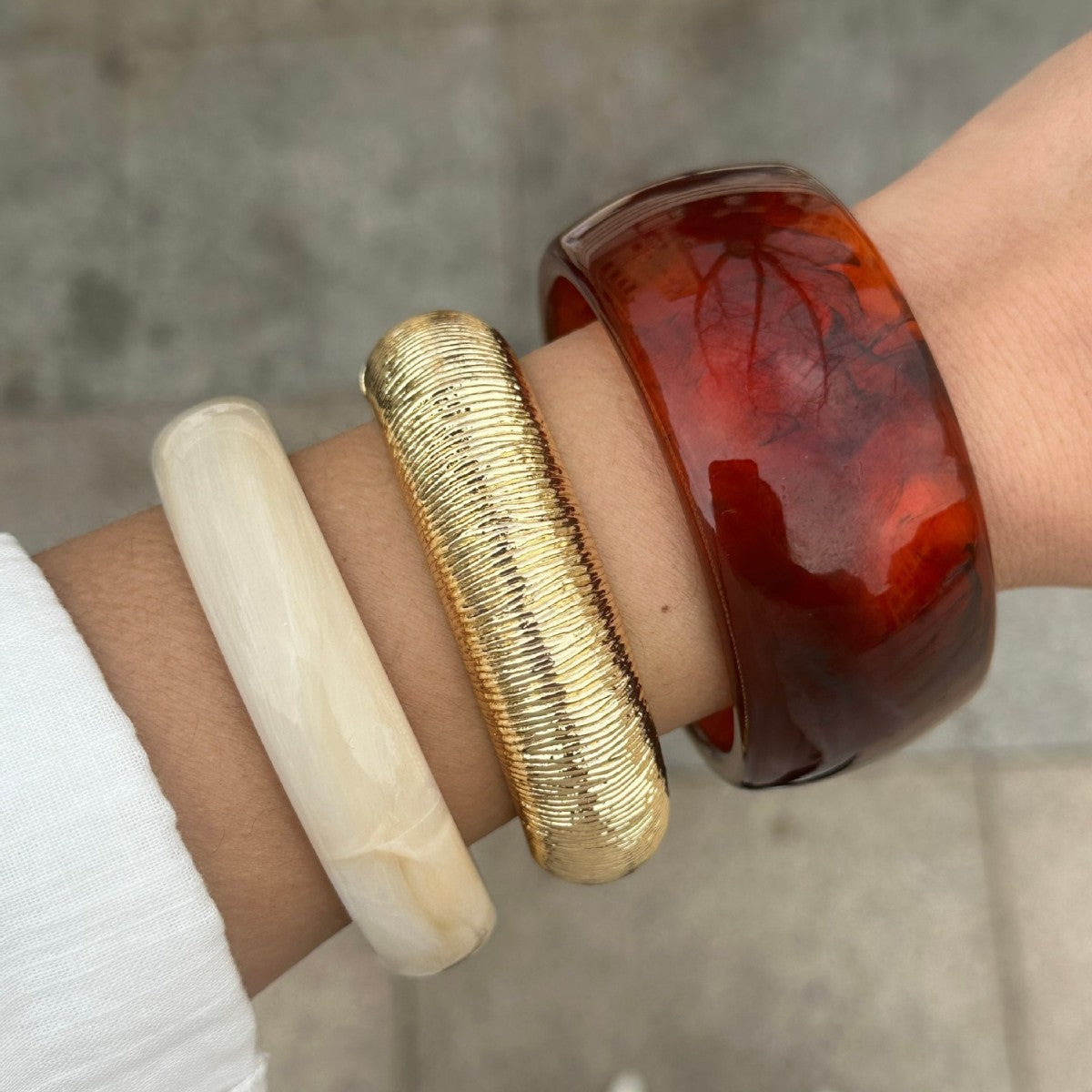 Amber Resin Bangle Stack Bracelet Set Vera Lux