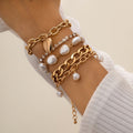 18k gold elegant Baroque special-shaped pearl heart chain bracelet Vera Lux