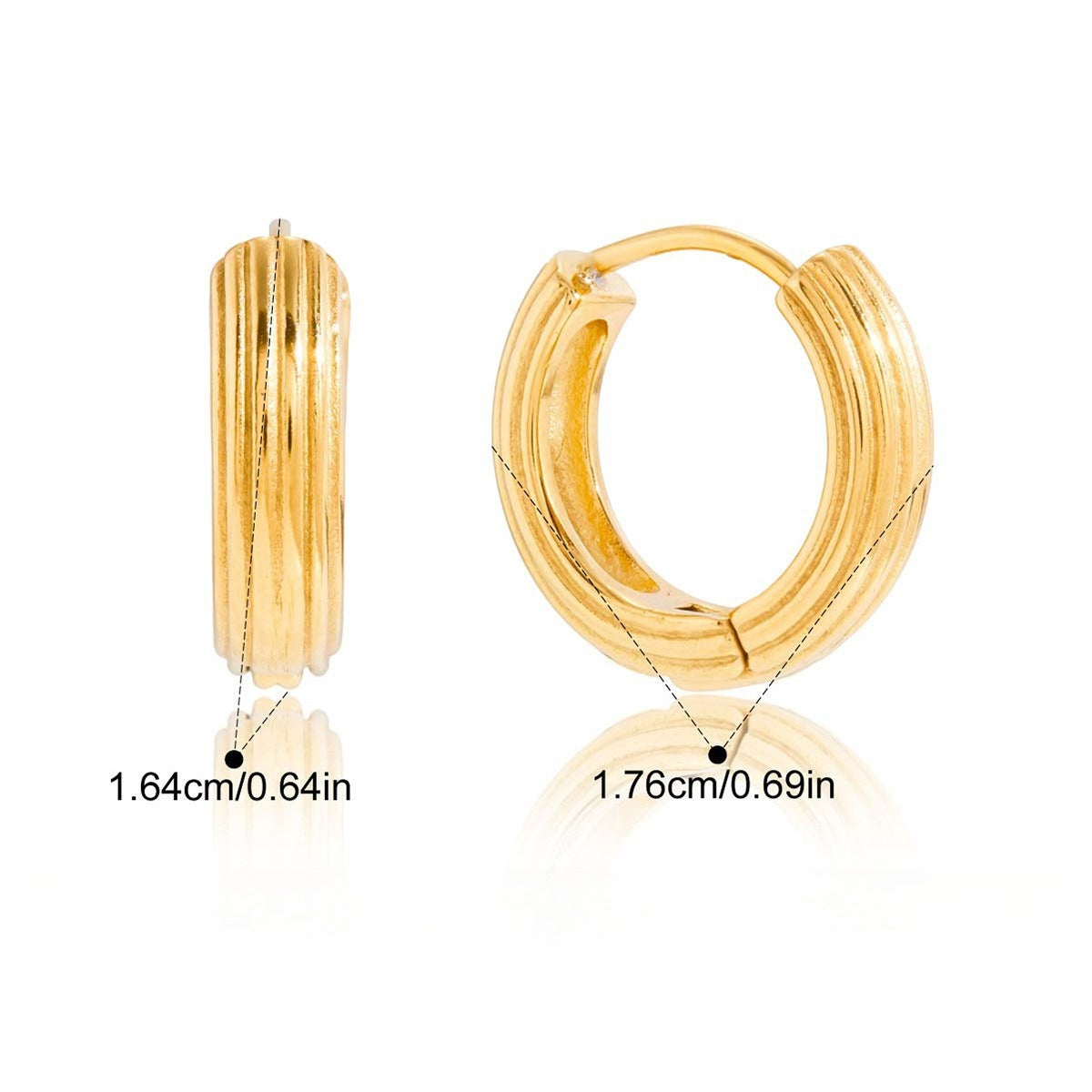 18K gold-plated, lightweight, and luxurious titanium steel stud earrings. Vera Lux