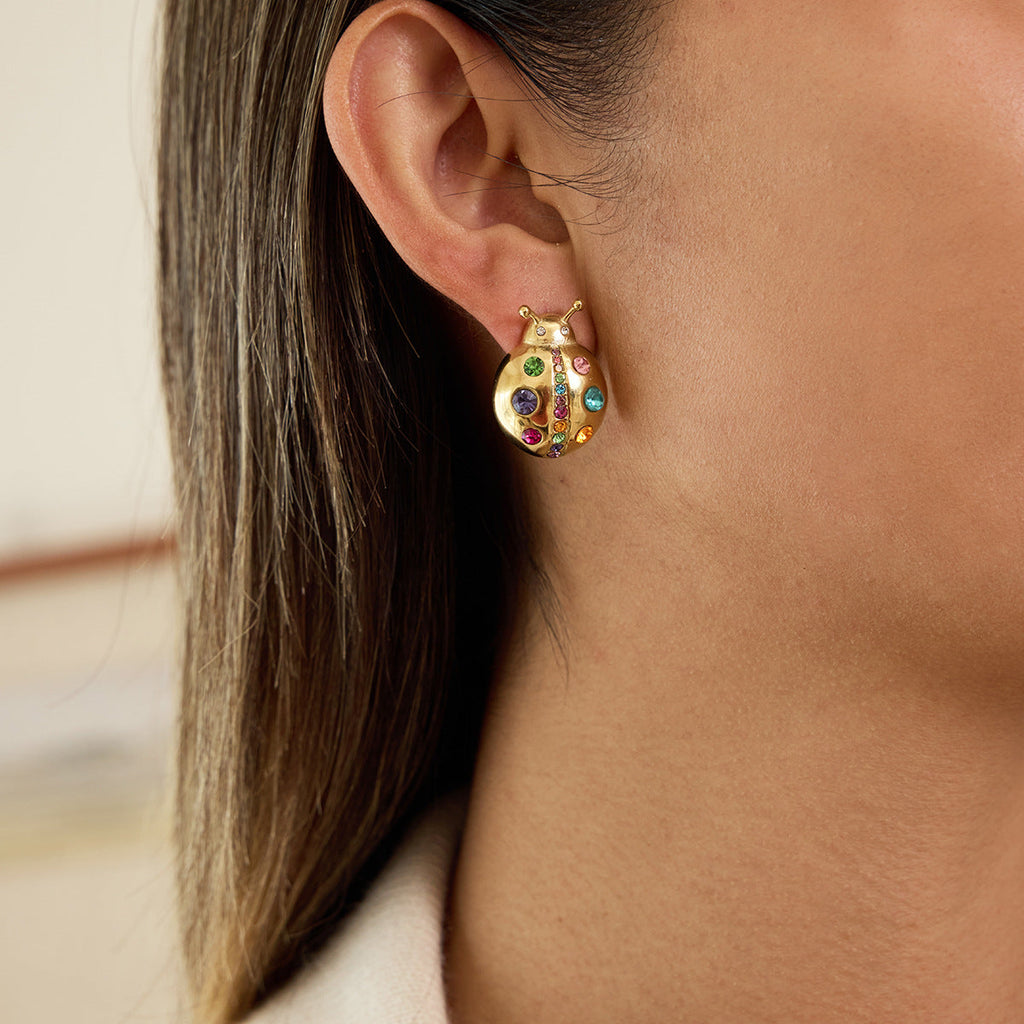 Colorful Zircon Ladybug Stud Earrings Vera Lux