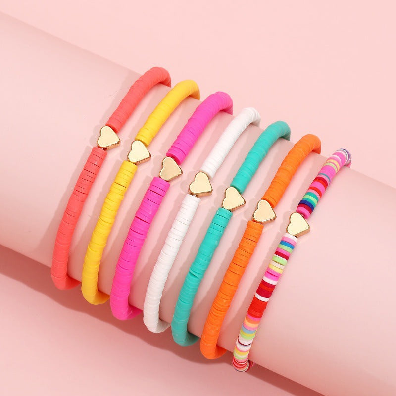 Stylish CCB Womens Heart-Shaped Colorful Beaded Bracelet Vera Lux