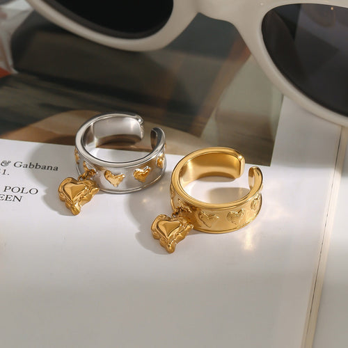 18K gold heart pendant unique design personality ring Vera Lux