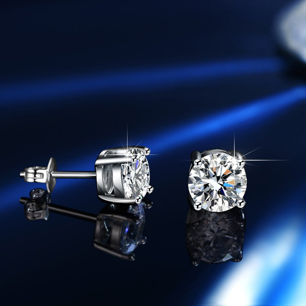 s925 sterling silver four-claw inlaid moissanite earrings Vera Lux