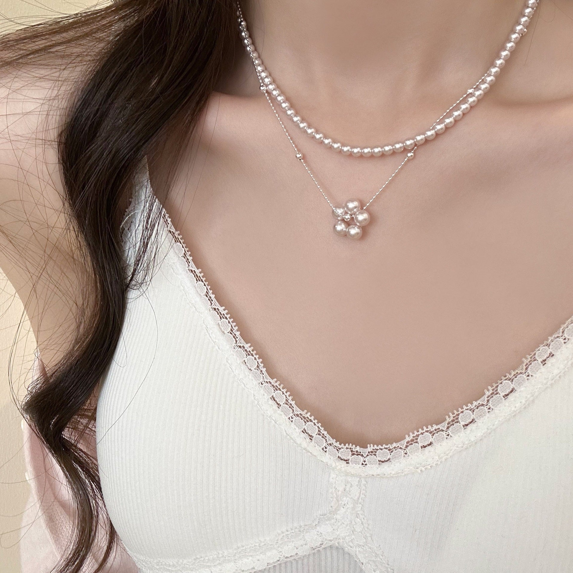 Versatile Layered Pearl Necklace With A Refined Manta Style Vera Lux