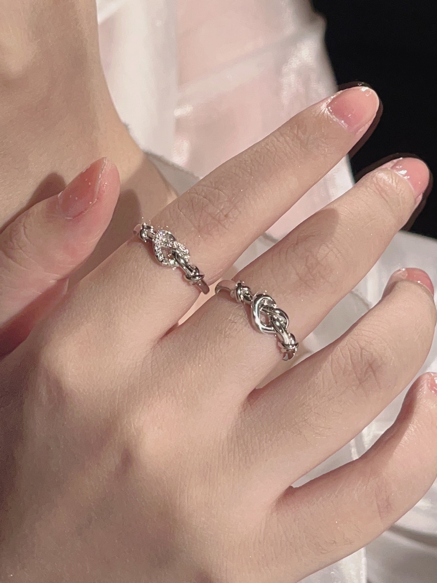 Love Heart Couple Rings For Men & Women, Simple Twin Knot Fashion Light Luxury Gift Vera Lux