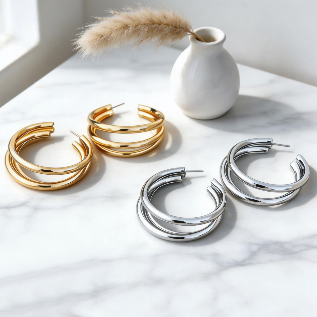 Metal Minimalist Round Earrings Vera Lux