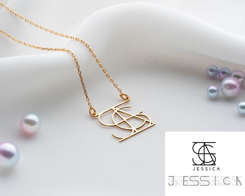 Customized Intertwined Initial Name Necklace Vera Lux