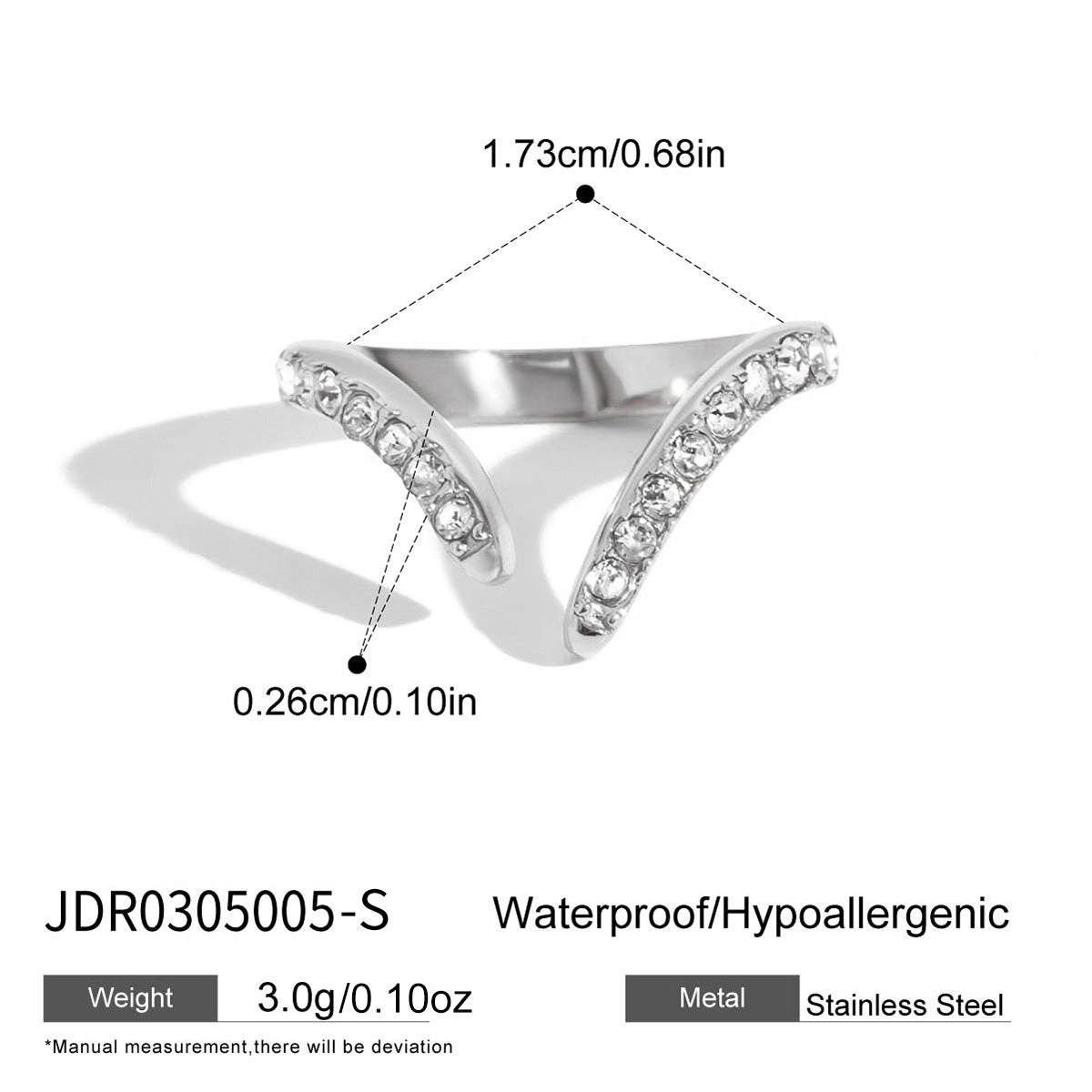 Stainless Steel Zircon Open Ring Collection Vera Lux