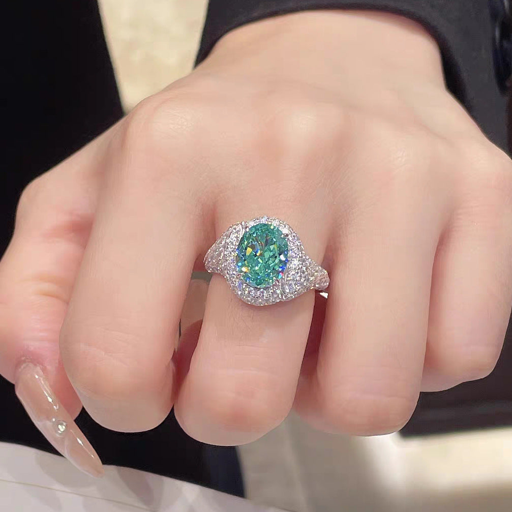 Resort-style Versatile Blue-green Zircon Open Ring Vera Lux