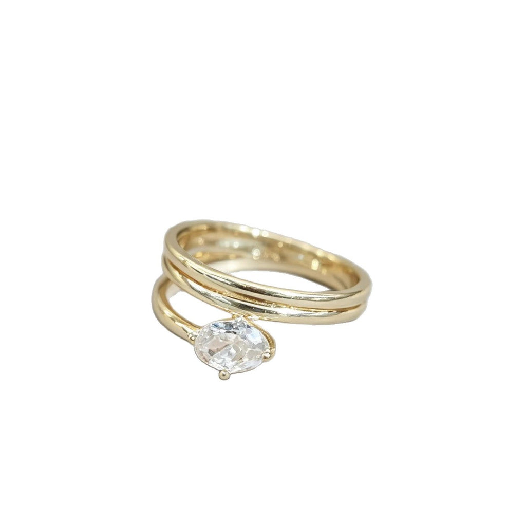 Simple, Versatile, Asymmetrical Zircon-studded Ring For Women Vera Lux
