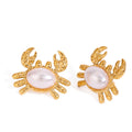 18K gold crab-shaped earrings inlaid with pearls, exquisite and unique design Vera Lux