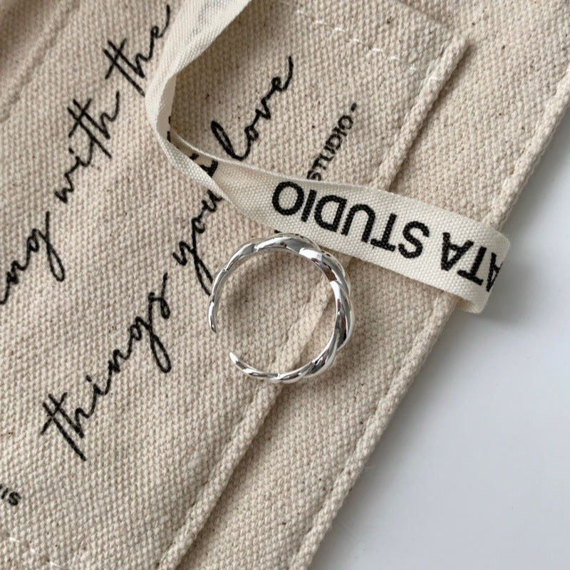 Korean Style Irregular Plain Band Ring For Women, INS Niche Design, Anti-Fade Adjustable Open Ring Vera Lux