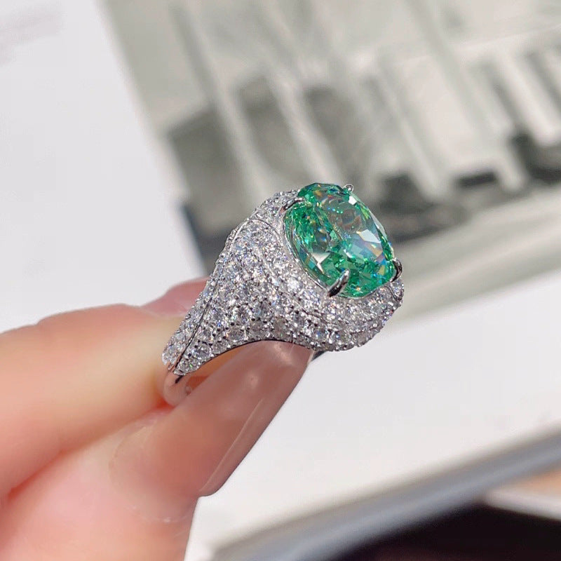 Resort-style Versatile Blue-green Zircon Open Ring Vera Lux