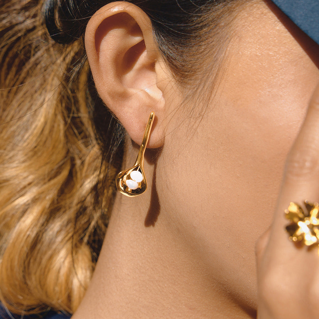 Pearl Calla Lily Drop Earrings Vera Lux