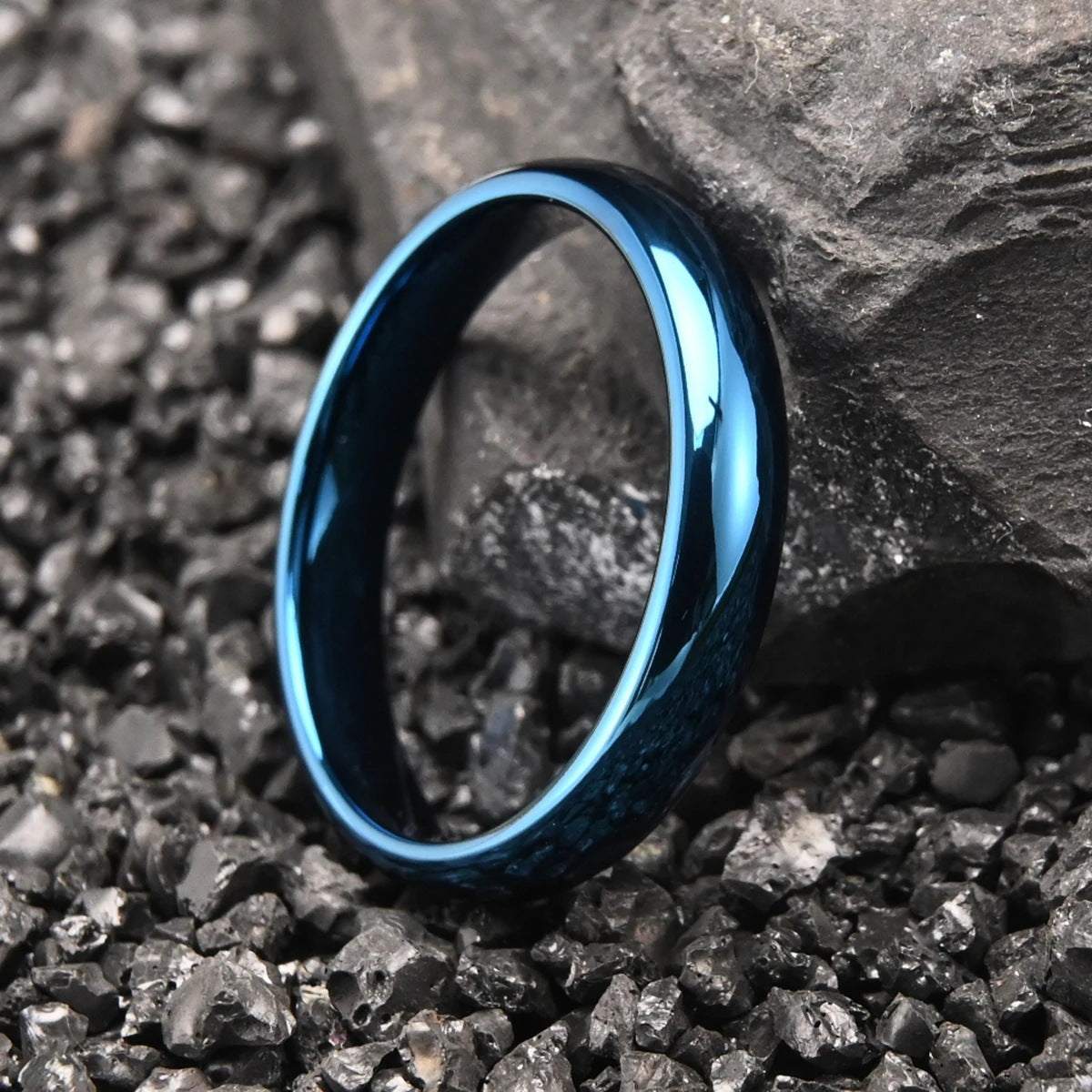 Blue-plated Curved Full-coat Tungsten Steel Ring Vera Lux