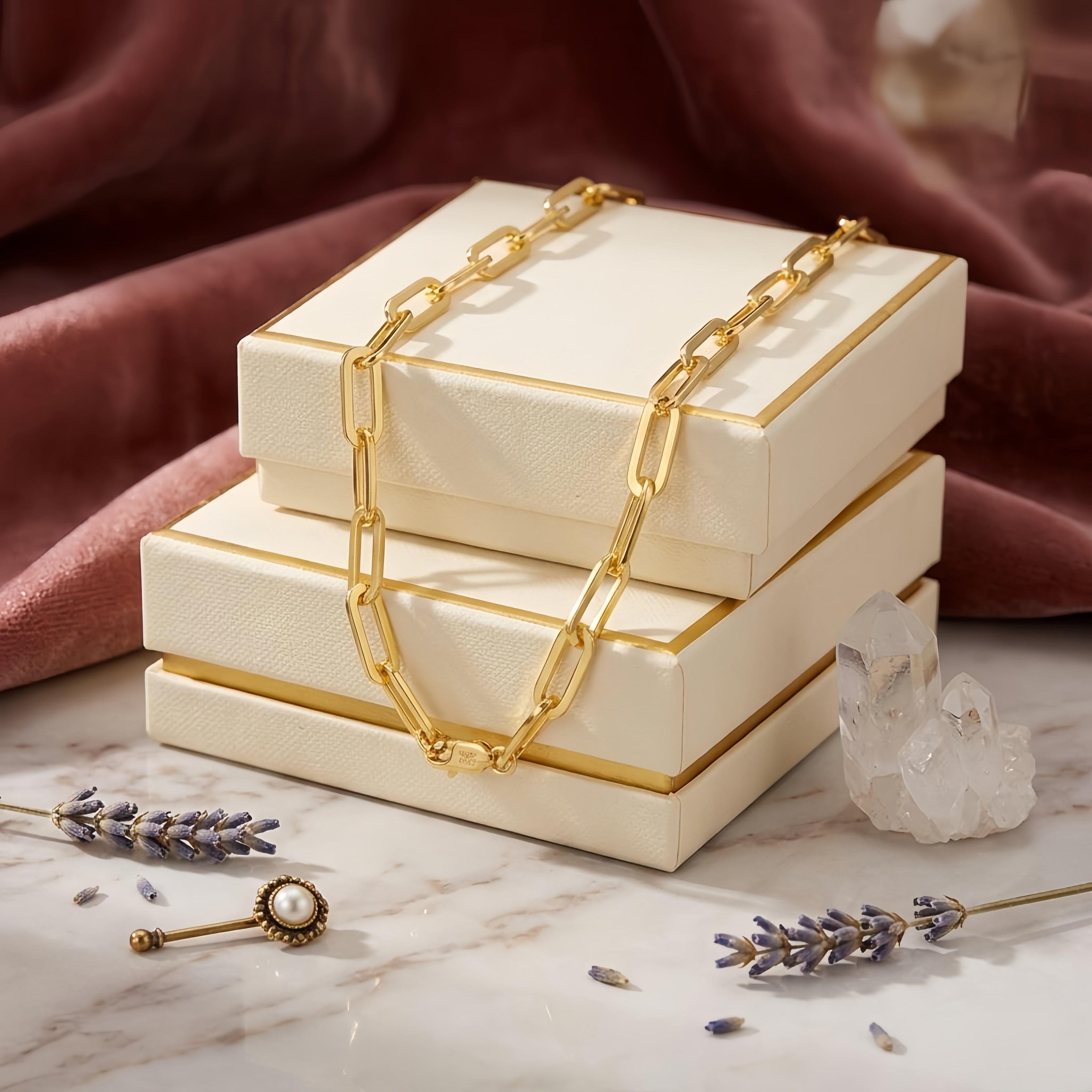 925 Sterling Silver Gold-Plated Sterling  Chunky Paperclip Chain Necklace - Italian Craftsmanship Vera Lux