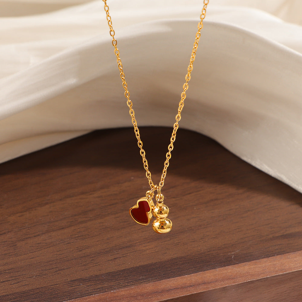New Lucky Red Shell Gourd Womens Non-Fading Clavicle Necklace Vera Lux
