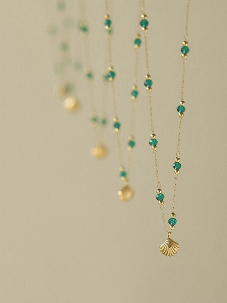 18k gold light luxury high-end shell green bead anklet Vera Lux