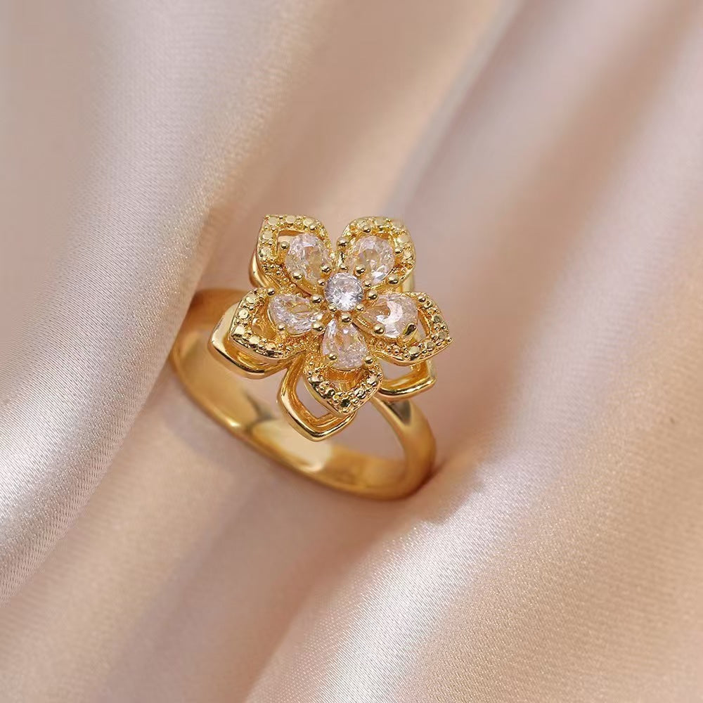Nephthytis Flower Zircon Flower Niche Fashion New Ring Vera Lux