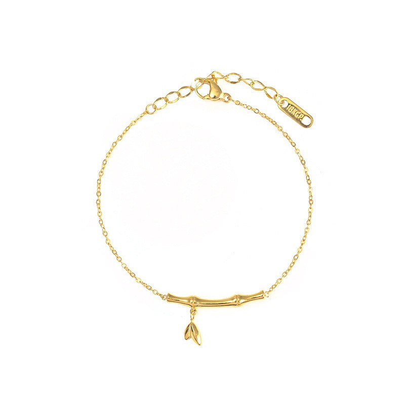 18k gold rising step by step titanium steel bamboo anklet Vera Lux