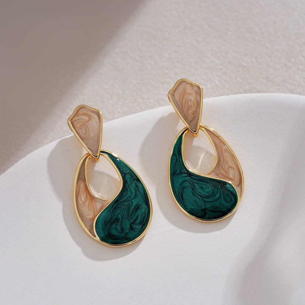 High-end Blue Water Drop Stud Earrings, Elegant French Hepburn Style Niche Jewelry Vera Lux