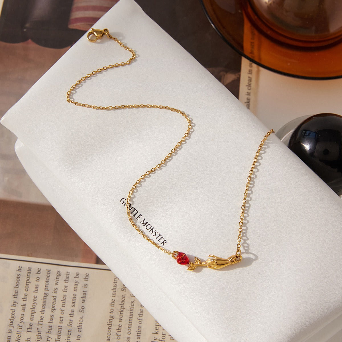 18K gold rose flower clavicle necklace Vera Lux