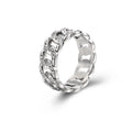 Titanium Steel Cuban-link Ring With Rhinestones Vera Lux