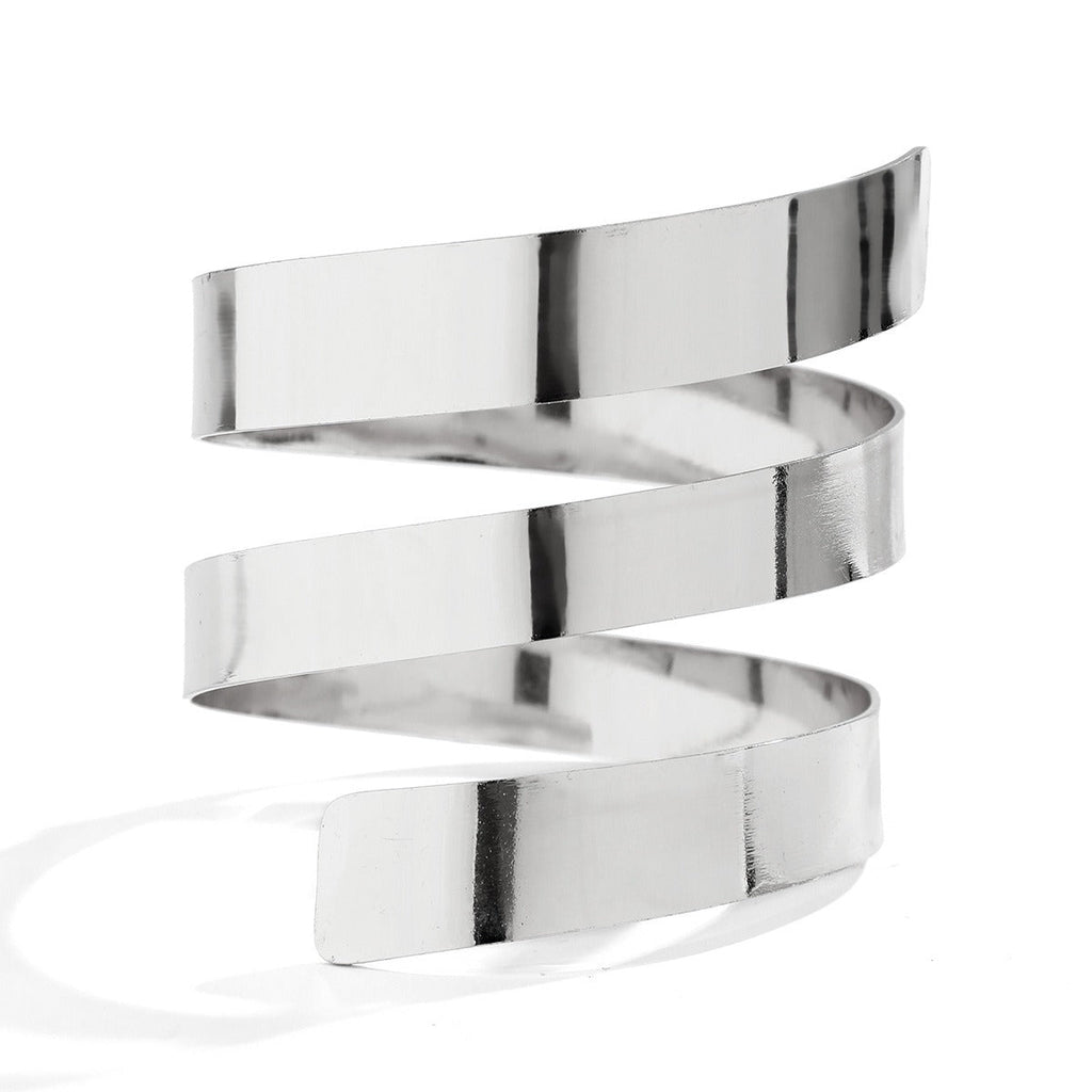 18k gold vintage bracelet wide-edge geometric punk style open bracelet Vera Lux