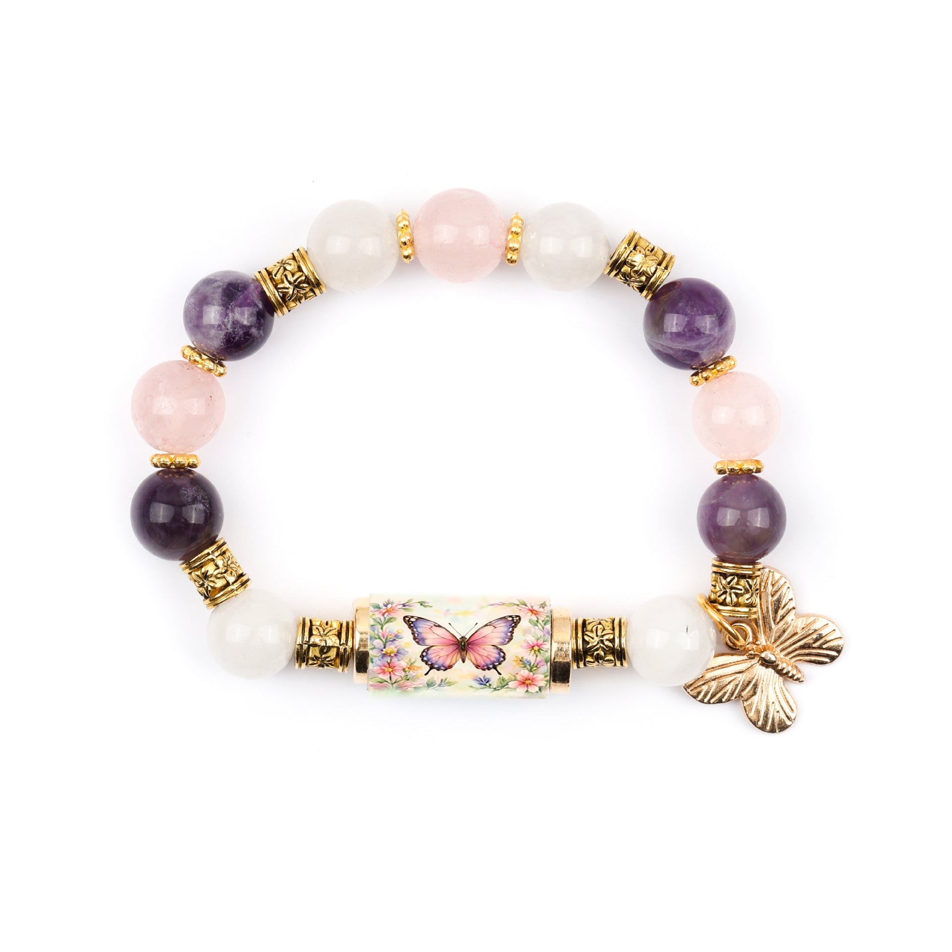 Women Alloy Gold Plated Bracelet With Cross Charm, Elegant White Chalcedony Inlaid Cross Bracelet Vera Lux