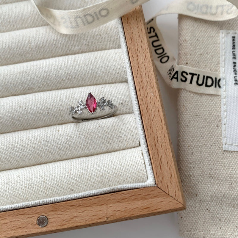 Marquise Cut Color Zircon Ring For Women, Luxury Minimalist High-End Style, Anti-Fade Adjustable Open Ring Vera Lux