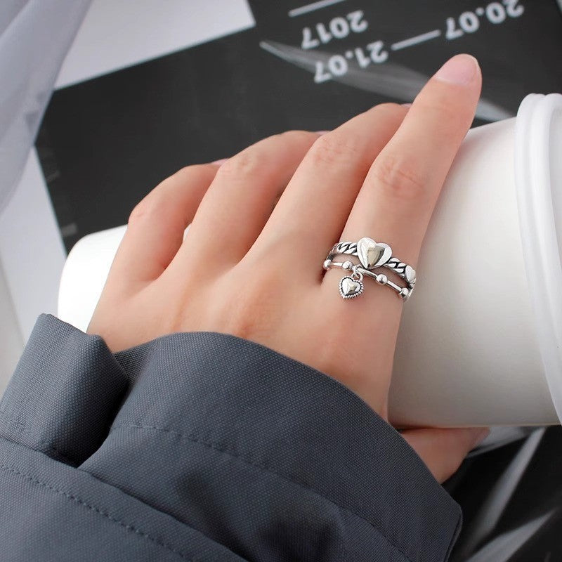 Korean Style 925 Sterling Silver Twisted Chain Ring, Adjustable Open Cuff, Non Tarnish Minimalist Finger Ring Vera Lux