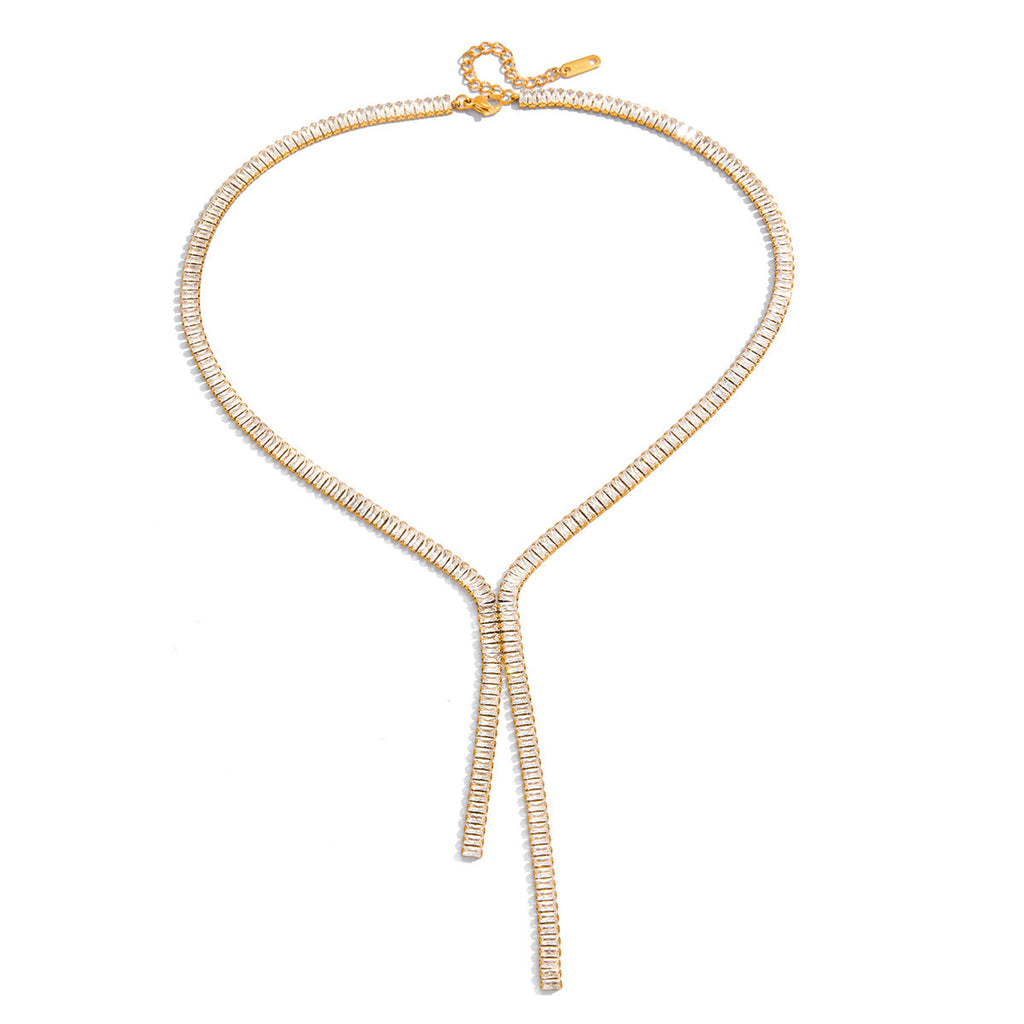 Stainless Steel Zircon Y Necklace Vera Lux