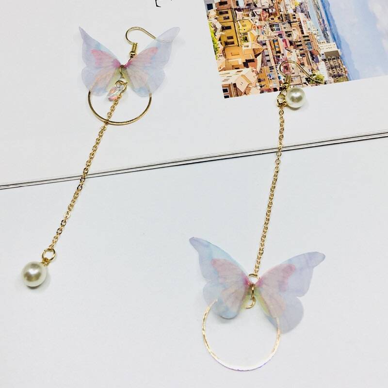 New Korean-style Retro Asymmetric Butterfly Earrings Long Style Vera Lux