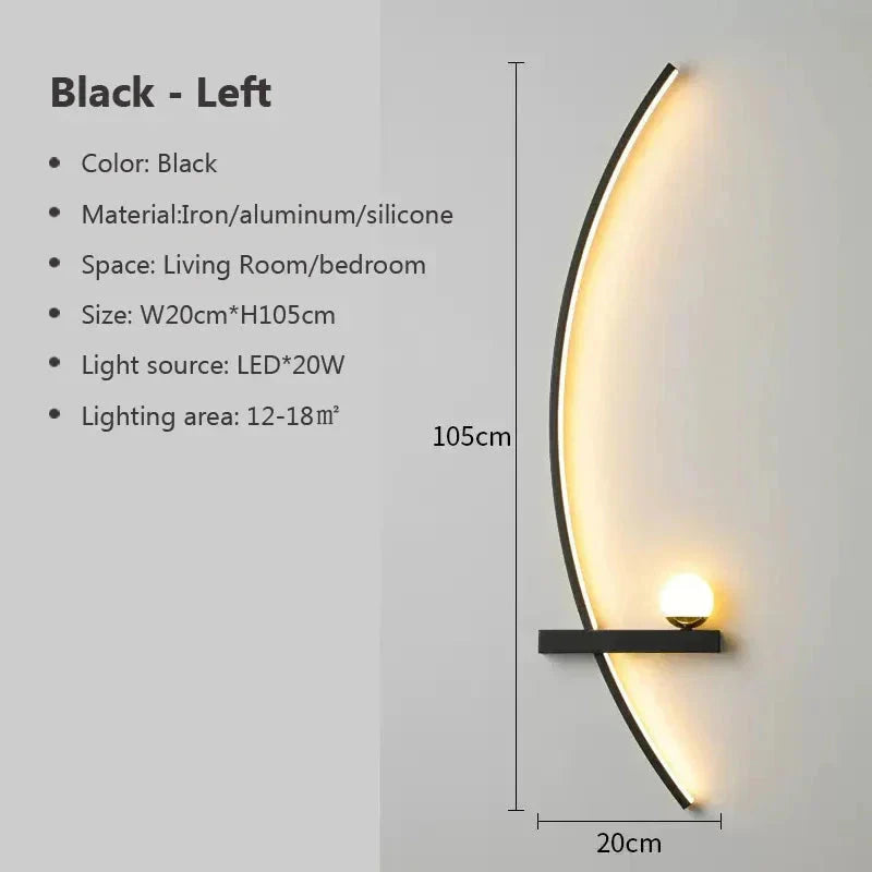 Modern LED Wall Lamp – Minimalist Art Design for Bedroom, Living Room, and Bathroom, Gold/Black My Store
