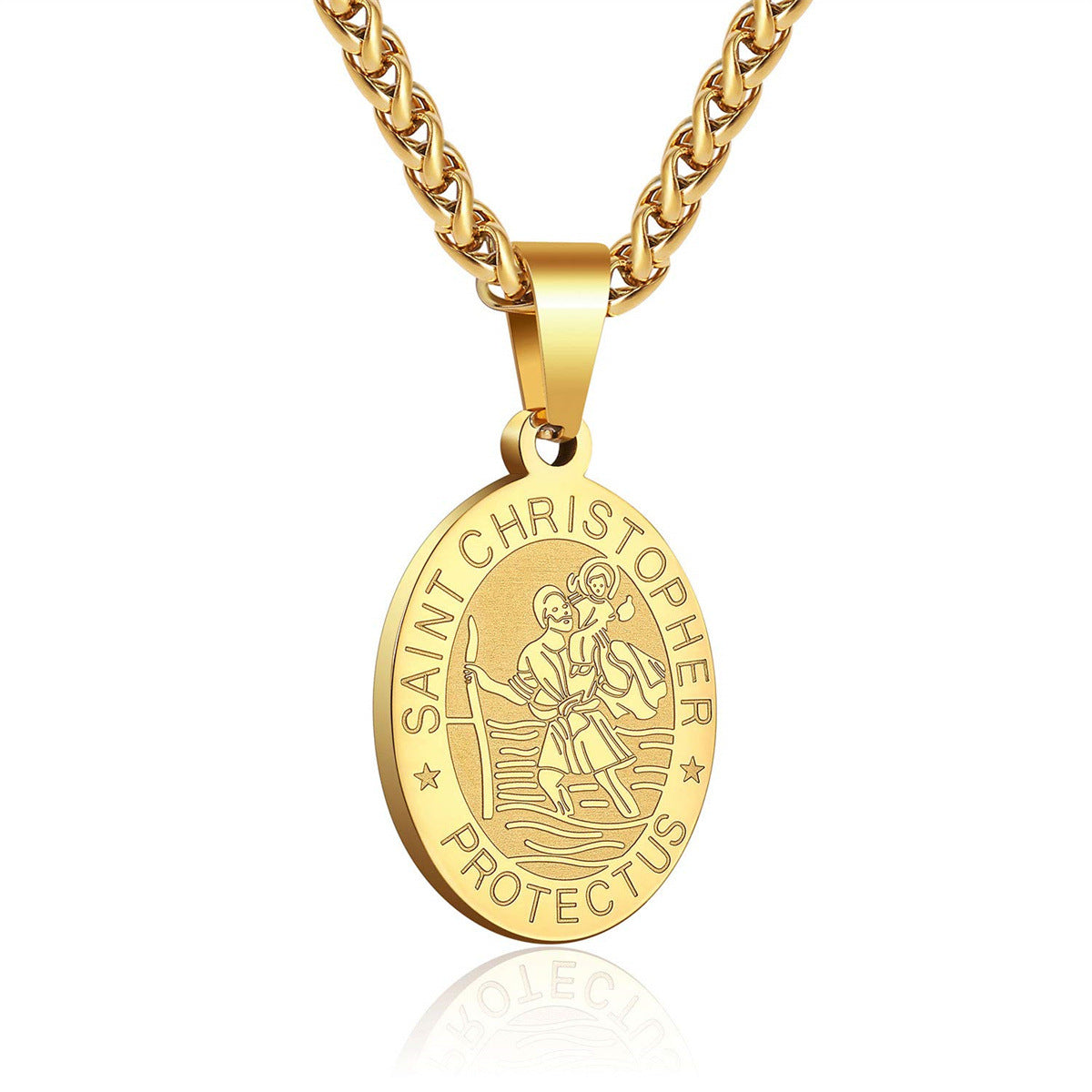Double-Sided Portrait Medal Cross Stainless Steel Pendant Necklace For Men And Women Vera Lux