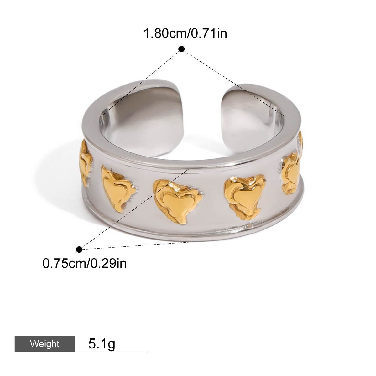 18K Gold Heart Design Trendy Personalized Earring and Ring Set Vera Lux