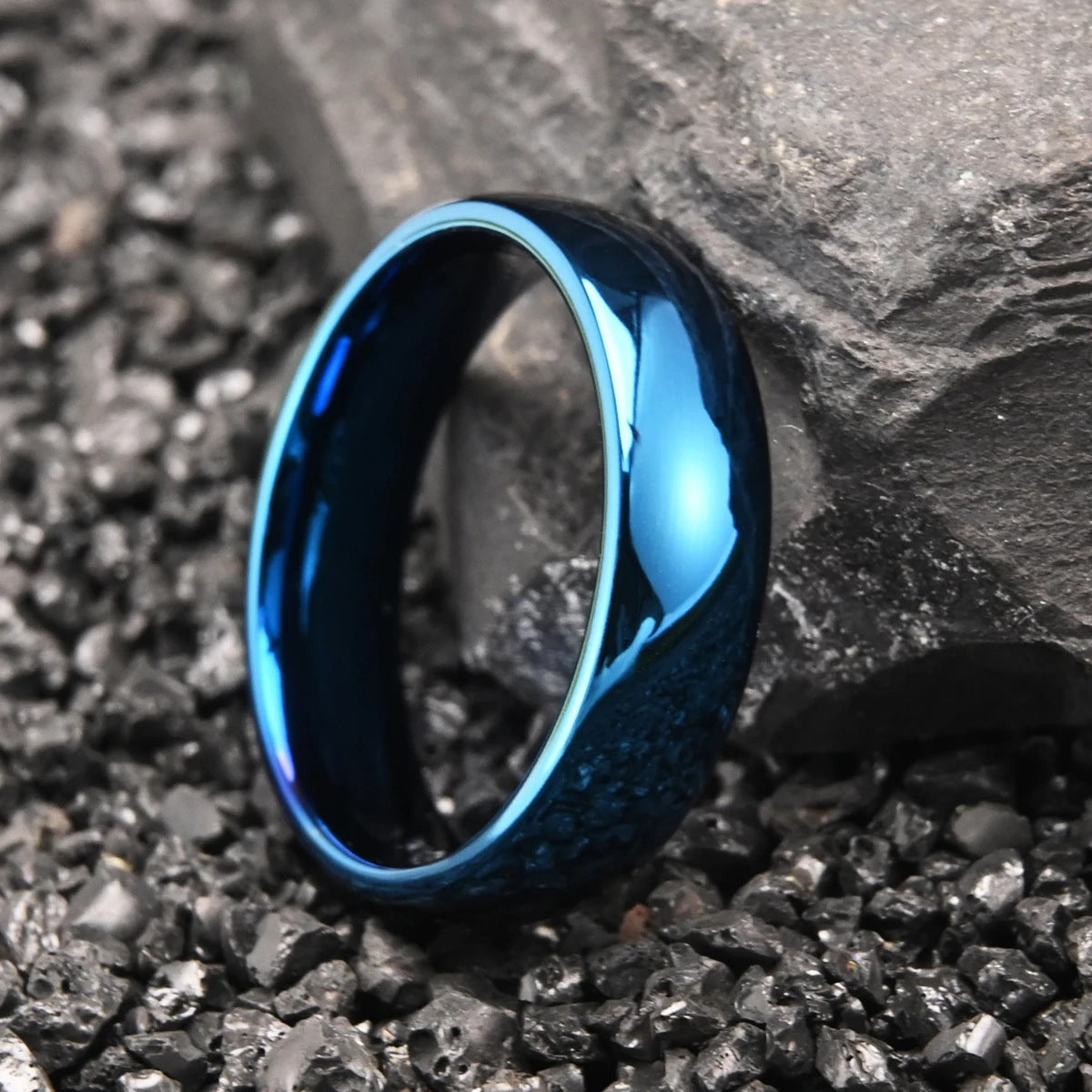 Blue-plated Curved Full-coat Tungsten Steel Ring Vera Lux